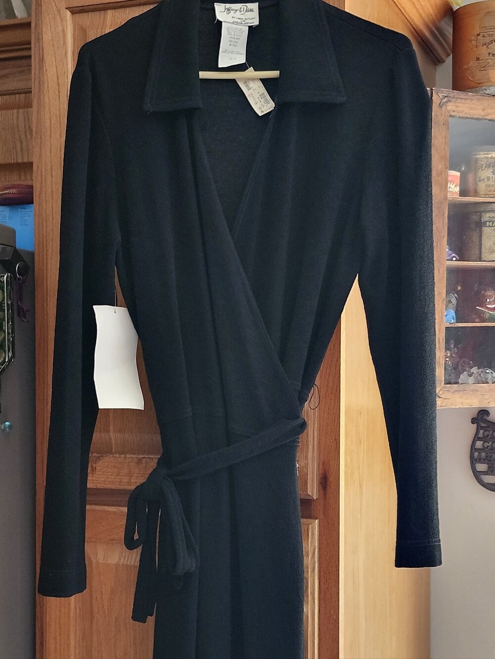 Vtg Jeffrey & Dara Linda Hutley & Evelyn Socias Black Long Wrap Dress 14